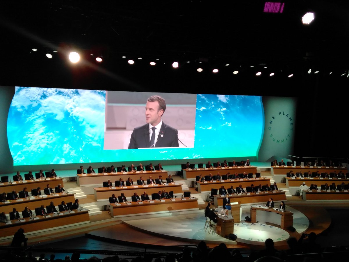 French President Macron at One Planet Summit
